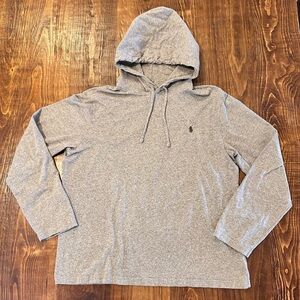 Polo Ralph Lauren Heathered Gray Hoodie Pullover Lightweight Cotton Men's Size L